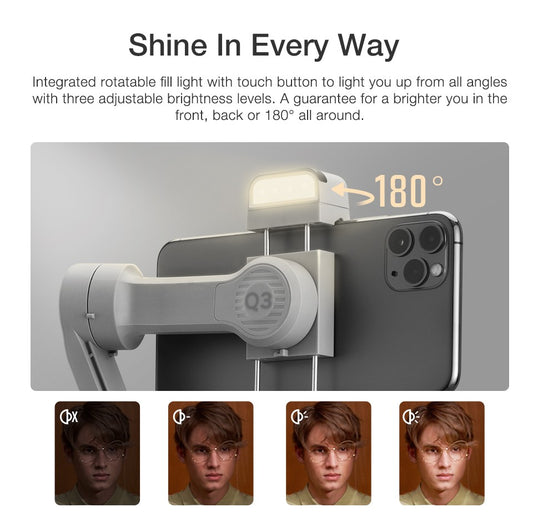Estabilizador Zhiyun Smooth Q3 – Gimbal Portátil 3 Eixos com Luz LED e Controle por Gestos