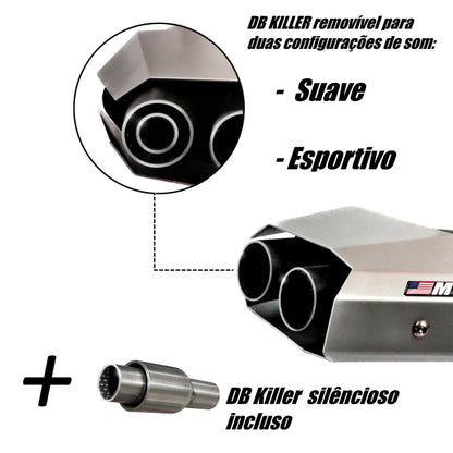 Escapamento esportivo MTG Série-S por baixo da moto com DB killer Yamaha R15