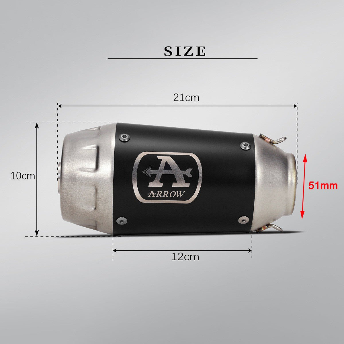 Tubo silenciador de arrow 51mm para escapamento de motocicleta, tubo de aço inoxidável