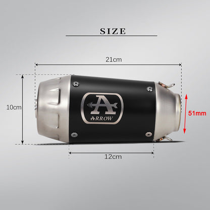 Tubo silenciador de arrow 51mm para escapamento de motocicleta, tubo de aço inoxidável