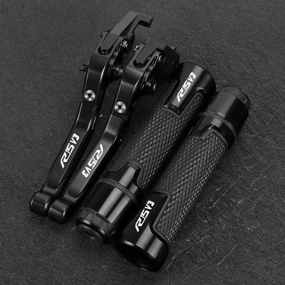 CONJUNTO DE MANETES AJUSTÁVEIS + PUNHOS ESPORTIVOS CNC – YAMAHA R15 V3 (2017 + )