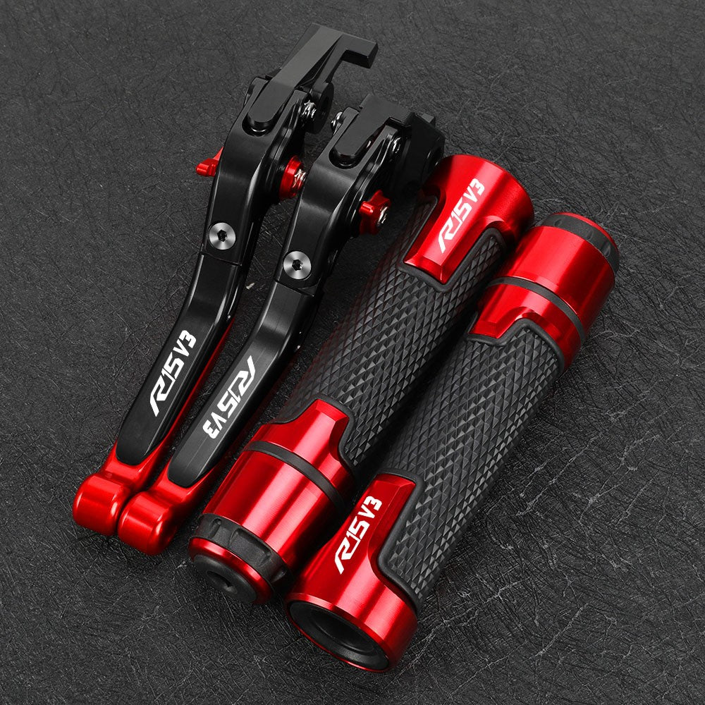CONJUNTO DE MANETES AJUSTÁVEIS + PUNHOS ESPORTIVOS CNC – YAMAHA R15 V3 (2017 + )