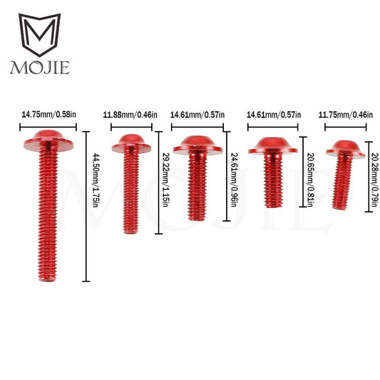 Kit Parafusos Carenagem Alumínio 6061 Anodizado M5 M6 – Yamaha YZF-R15 / YZF-R125 e Sportbikes Universais – MOJIE