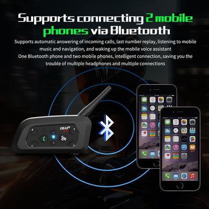 Intercomunicador para Capacete EJEAS V6 Pro / V6 Pro+ Bluetooth 5.1 – Comunicação para até 6 Motociclistas | SEM CONTROLE