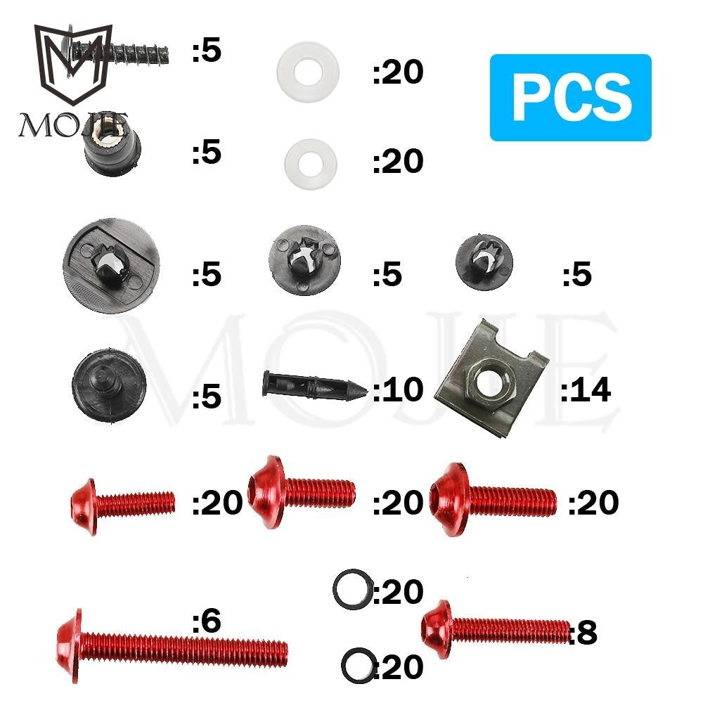 Kit Parafusos Carenagem Alumínio 6061 Anodizado M5 M6 – Yamaha YZF-R15 / YZF-R125 e Sportbikes Universais – MOJIE