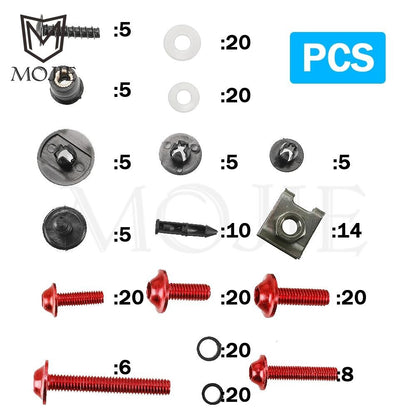 Kit Parafusos Carenagem Alumínio 6061 Anodizado M5 M6 – Yamaha YZF-R15 / YZF-R125 e Sportbikes Universais – MOJIE