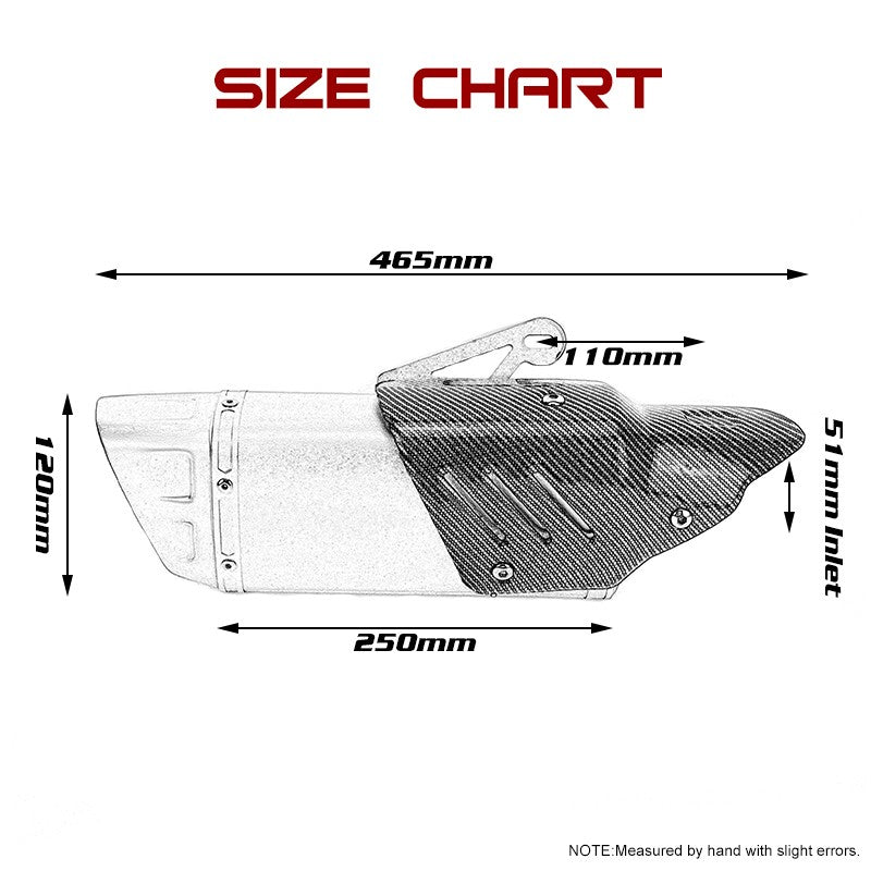 Universal Motorcycle Carbon Fiber Exhaust 51mm