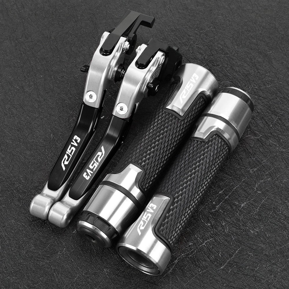 CONJUNTO DE MANETES AJUSTÁVEIS + PUNHOS ESPORTIVOS CNC – YAMAHA R15 V3 (2017 + )