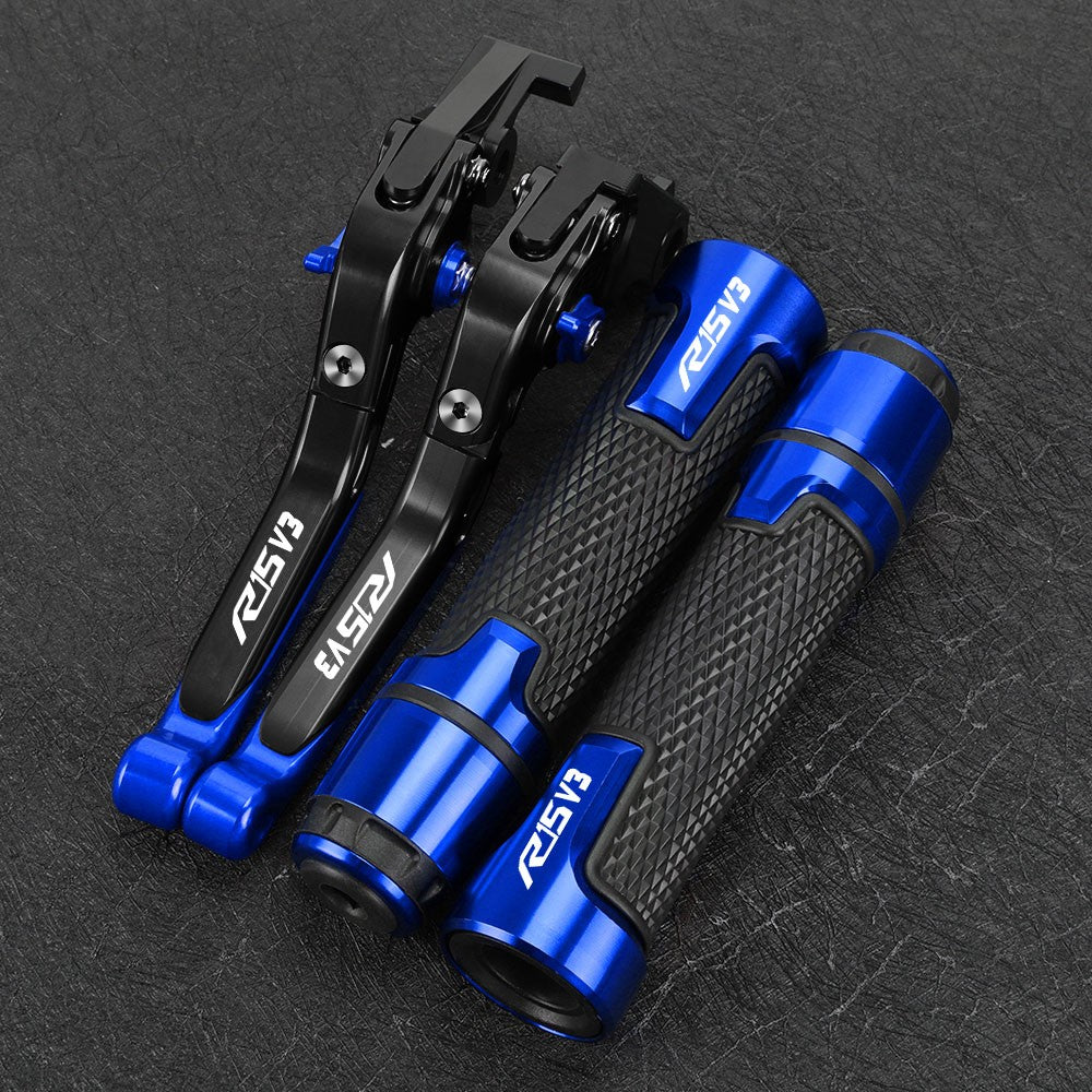 CONJUNTO DE MANETES AJUSTÁVEIS + PUNHOS ESPORTIVOS CNC – YAMAHA R15 V3 (2017 + )