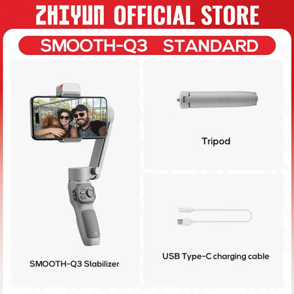 Estabilizador Zhiyun Smooth Q3 – Gimbal Portátil 3 Eixos com Luz LED e Controle por Gestos