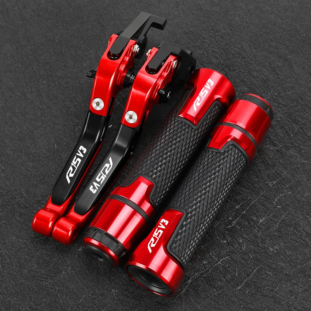 CONJUNTO DE MANETES AJUSTÁVEIS + PUNHOS ESPORTIVOS CNC – YAMAHA R15 V3 (2017 + )