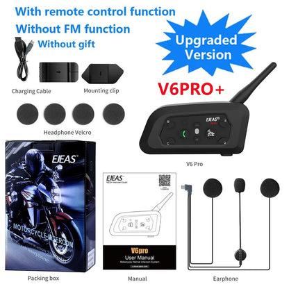 Intercomunicador para Capacete EJEAS V6 Pro+ Bluetooth 5.1 – Comunicação para até 6 Motociclistas | Alcance 800m | IP67
