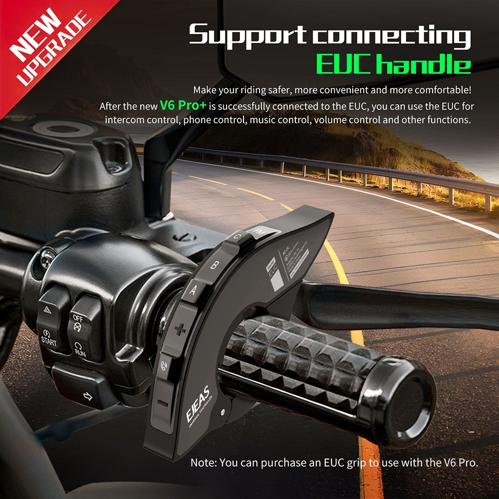 Intercomunicador para Capacete EJEAS V6 Pro+ Bluetooth 5.1 – Comunicação para até 6 Motociclistas | Alcance 800m | IP67